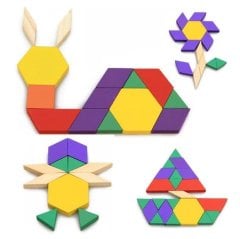 125 Parça Tangram Oyunu Ahşap (Anaokulu Malzemeleri Puzzle)
