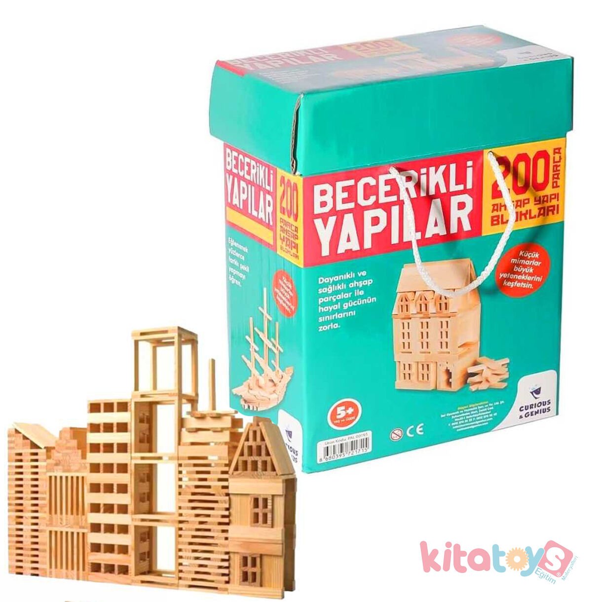 Becerikli Yapılar 200 Parça Ahşap Yapı Blokları (Curious&Genius ORJİNAL)