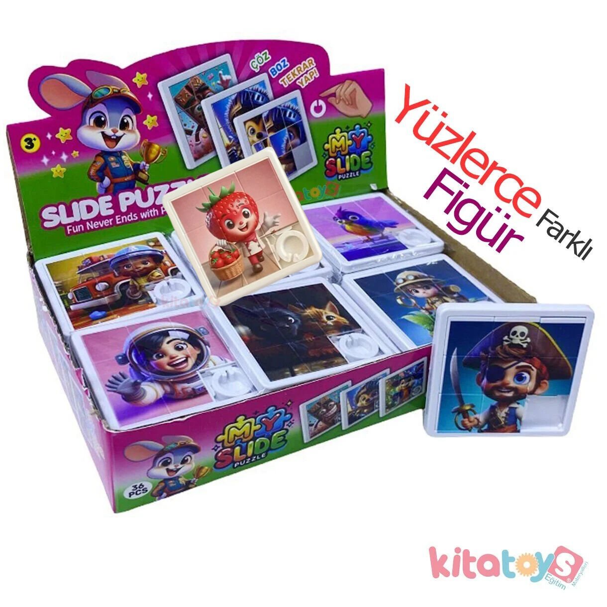 Kaydırmalı Puzzle Oyunu 3x3 Kartela KÜÇÜK Boy (Sürüklemeli) Slide