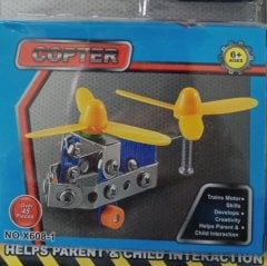 Metal Dıy Helikopter 45 Parça (Mekanik STEM Oyuncak) Copter