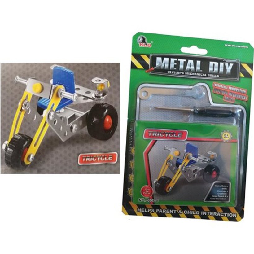 Metal Dıy Üç Tekerlekli BİSİKLET 54 Parça (CC Oyuncak) Trıcycle