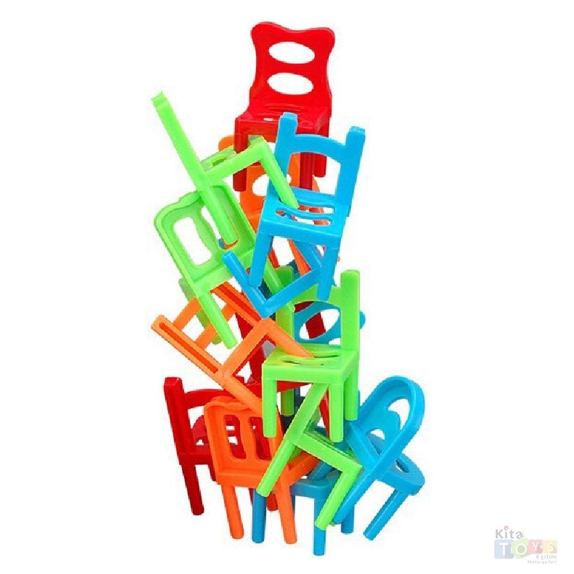 Jenga Denge Sandalyeleri 18 Adet Oyuncak (Dizme Oyunu)