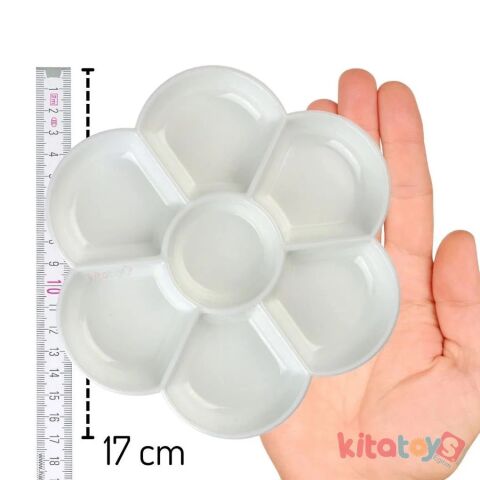 Plastik Şeffaf Boya Paleti 7 Oluklu Papatya (Anaokulu Malzemeleri)