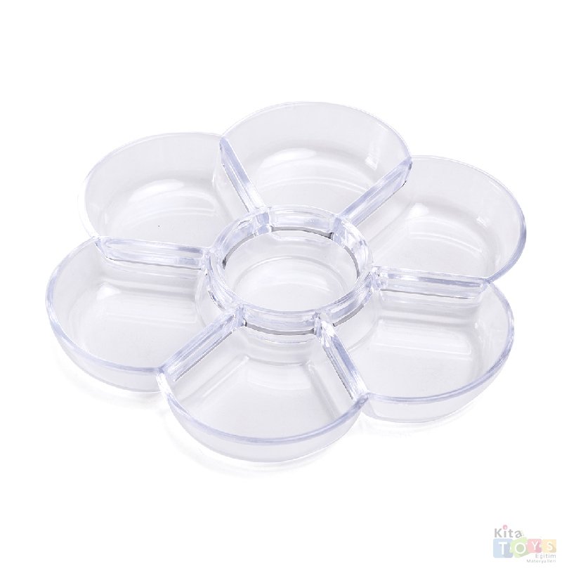 Plastik Şeffaf Boya Paleti 7 Oluklu Papatya (Anaokulu Malzemeleri)