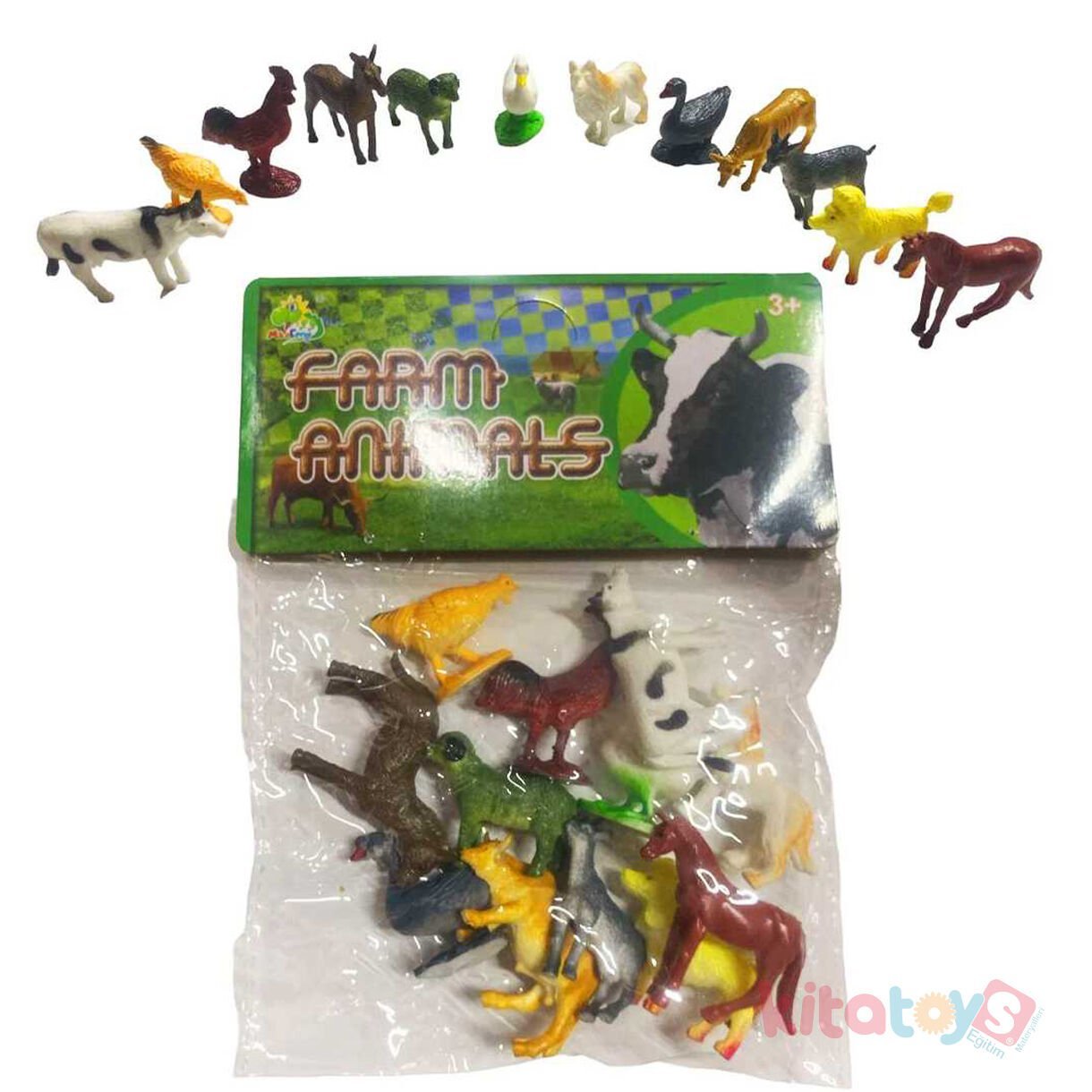 Mini Çiftlik Hayvanları Seti 12 Adet (Evcil) Küçük Boy