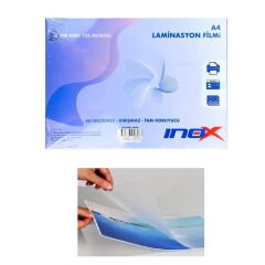 Laminasyon Filmi 100 Adet-A4 125 Micron Laminatör Inox