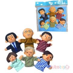 Parmak Kukla AİLE 6 Adet 9x9 cm (İnsanlar) Kumaş Pelüş