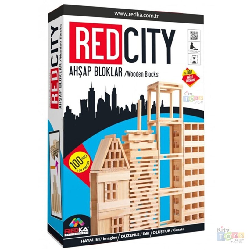Red City 100 Parça Ahşap Bloklar Redka 5200