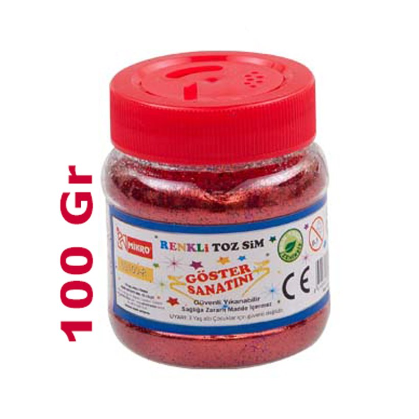 Toz Sim 100 gr KIRMIZI Renk (Sanat Etkinliği Malzemeleri)