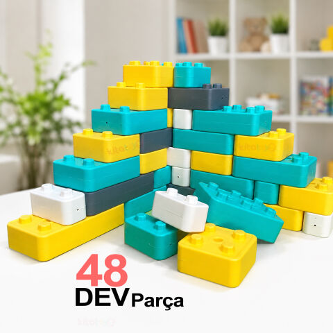 Tuğla Blokları 48 Parça (Dev Plastik Yapı Blokları) 2644 Pastel Renkler