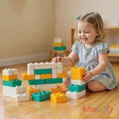 Tuğla Blokları 48 Parça (Dev Plastik Yapı Blokları) 2644 Pastel Renkler