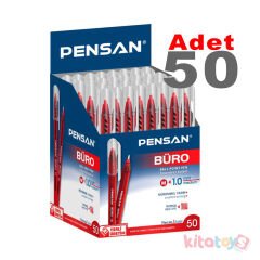 50'Li Tükenmez Kalem BÜRO 1.0 mm KIRMIZI 2270 Ball Point Pensan