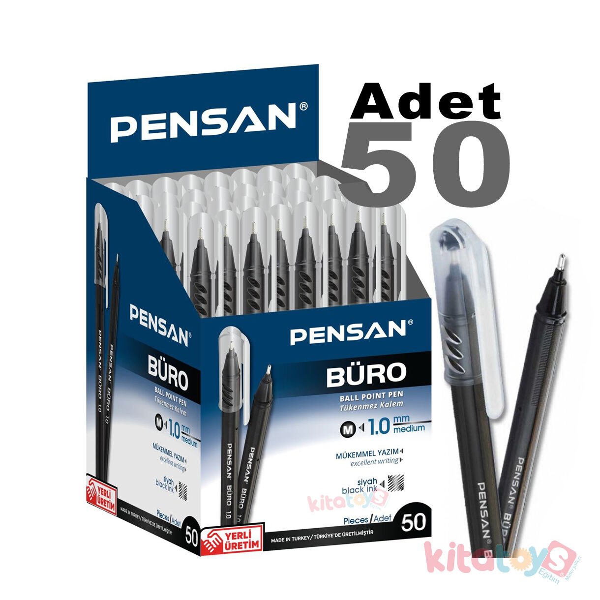 50'Li Tükenmez Kalem BÜRO 1.0 mm SİYAH 2270 Ball Point Pensan