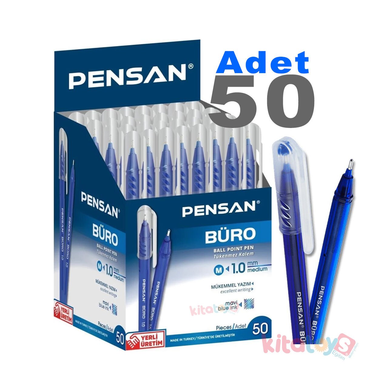 50'Li Tükenmez Kalem BÜRO 1.0 mm MAVİ 2270 Ball Point Pensan