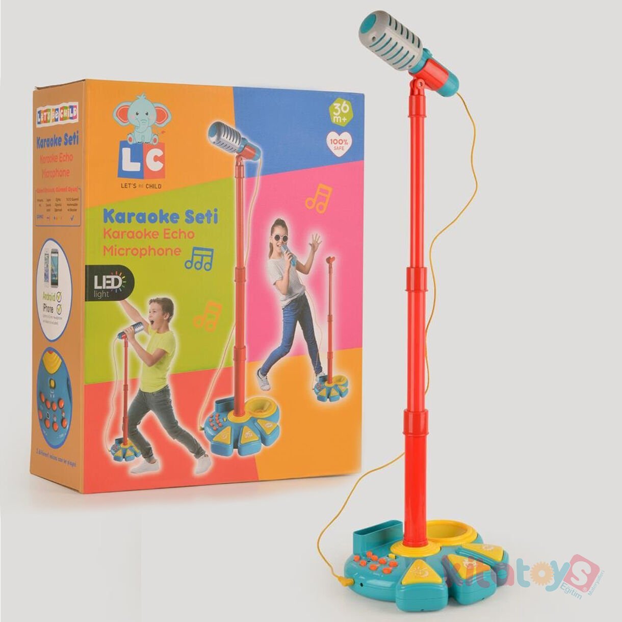 Karaoke Seti (Işıklı Ses Değiştirici Efektli ve Ritim Ses Efektleri İçeren Mp3 Girişli) Müzik Mikrofon
