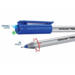 12'Li Triball Tükenmez Kalem MAVİ 1.0 mm Uç 01003 Pensan