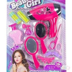 Kuaför Güzellik Seti Pilli Saç Kurutma Makinalı Oyuncak (Bakım Seti)