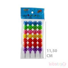 Emoji li Yumurtlayan Kurşun Kalem 4'Lü (Öğrenci Karne Hediyesi Oyuncak) Gülen Yüzlü