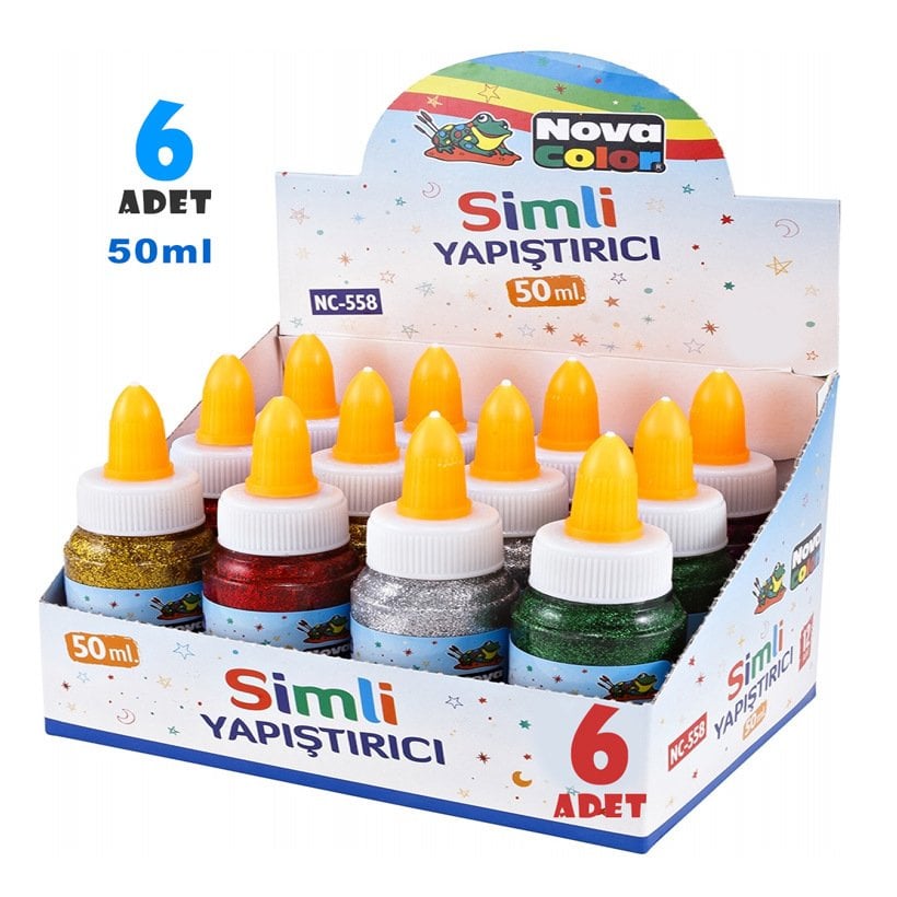 6'Lı Simli Yapıştırıcı 50 gr (Sanat Etkinliği Malzemesi) NC-558