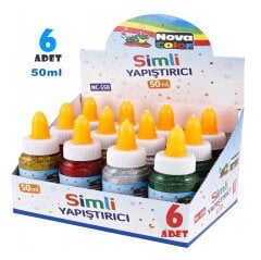 6'Lı Simli Yapıştırıcı 50 gr (Sanat Etkinliği Malzemesi) NC-558