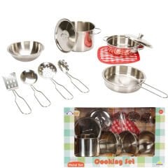 Çelik Tencere Seti 11 Parça (Metal Oyuncak Tava Pişirme Seti)