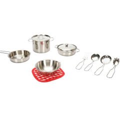 Çelik Tencere Seti 11 Parça (Metal Oyuncak Tava Pişirme Seti)