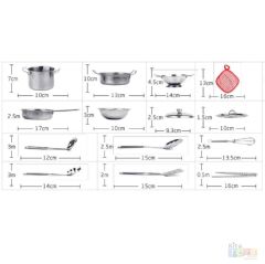 Çelik Tencere Seti 11 Parça (Metal Oyuncak Tava Pişirme Seti)