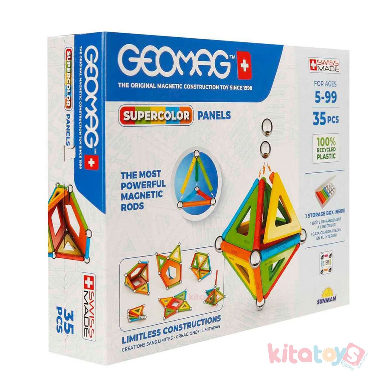 Geomag Supercolor 35 Parça Panels Manyetik Zeka Oyunu Çubukları (Mıknatıslı) Orijinal 0377 Renkli