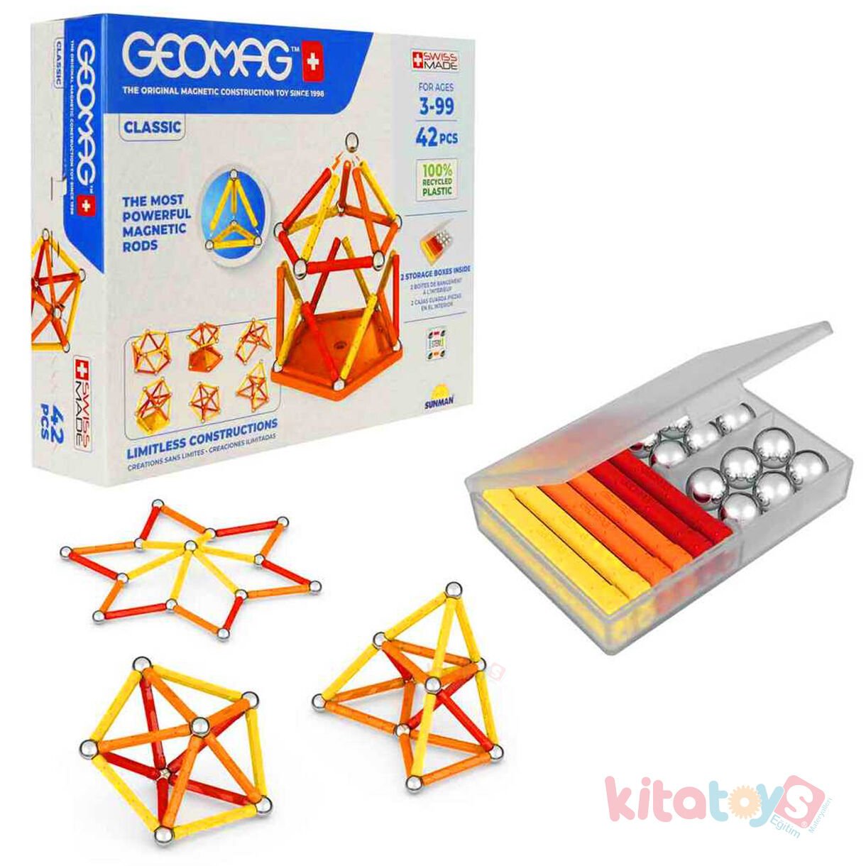 Geomag 42 Parça Classic Manyetik Zeka Oyunu Çubukları (Mıknatıslı) Orijinal 271