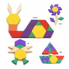 60 Parça Puzzle TANGRAM Oyunu (Kutulu Şekiller)
