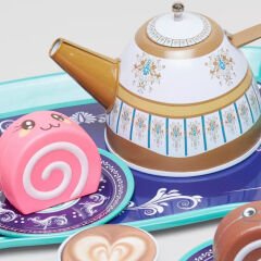 Metal Çay Seti 39 Parça Cupcake li (Oyuncak Yiyecek Çelik)