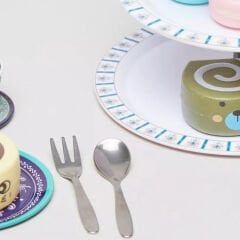 Metal Çay Seti 39 Parça Cupcake li (Oyuncak Yiyecek Çelik)