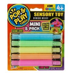 Pop Tubes Mini Set 5 Adet (Uzayan Borular) Duyusal Oyuncak Stres Play Jaru SNM019