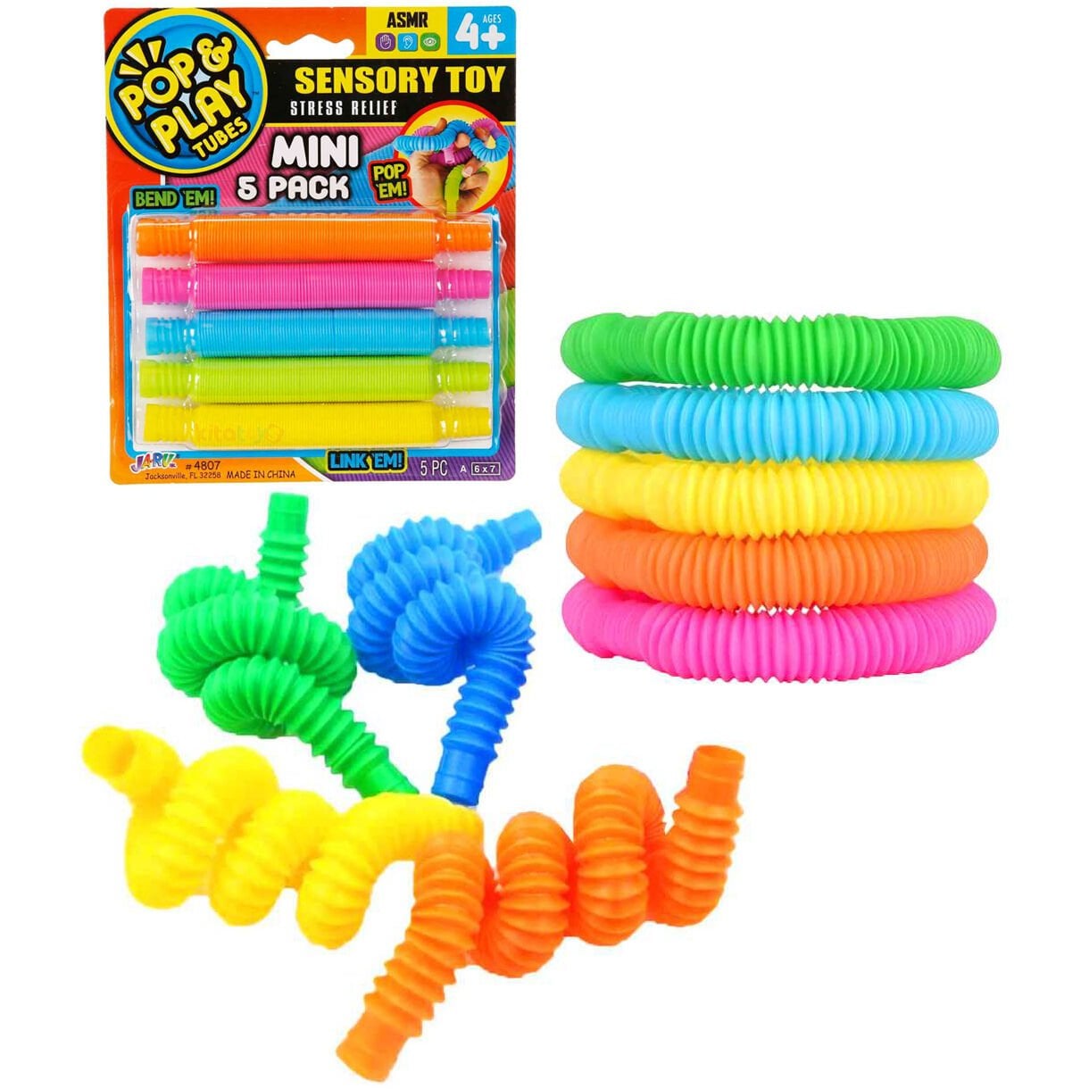 Pop Tubes Mini Set 5 Adet (Uzayan Borular) Duyusal Oyuncak Stres Play Jaru SNM019