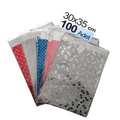 Hediye Poşeti 30x35 cm 100'Lü Metalize Kendinden Bantlı Paketi