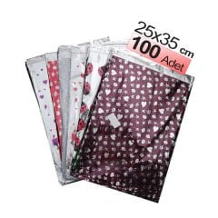 Hediye Paketi 25x35 cm 100'Lü Metalize Poşeti Yapışkanlı