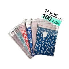 Hediye Paketi 15x25 cm 100'Lü Metalize Poşeti Yapışkanlı Torbası