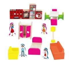 Mini Ev Eşyaları Oyuncaklar (Minyatür) Ahşap Mutfak, Yatak Odası, Salon Takımı