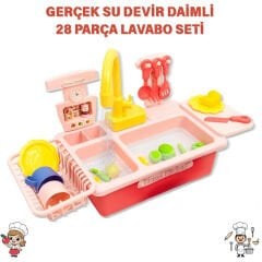 Mutfak Lavabosu Seti Pilli Sulu Çeşmeli Oyuncak 218-1 (Musluklu Bulaşık)