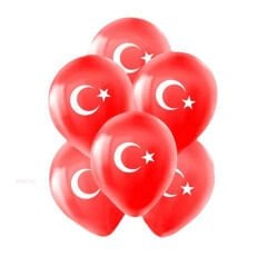 Türk Bayrağı Baskılı Balon 100'lü (Bayrak 10 İnç) Gemar