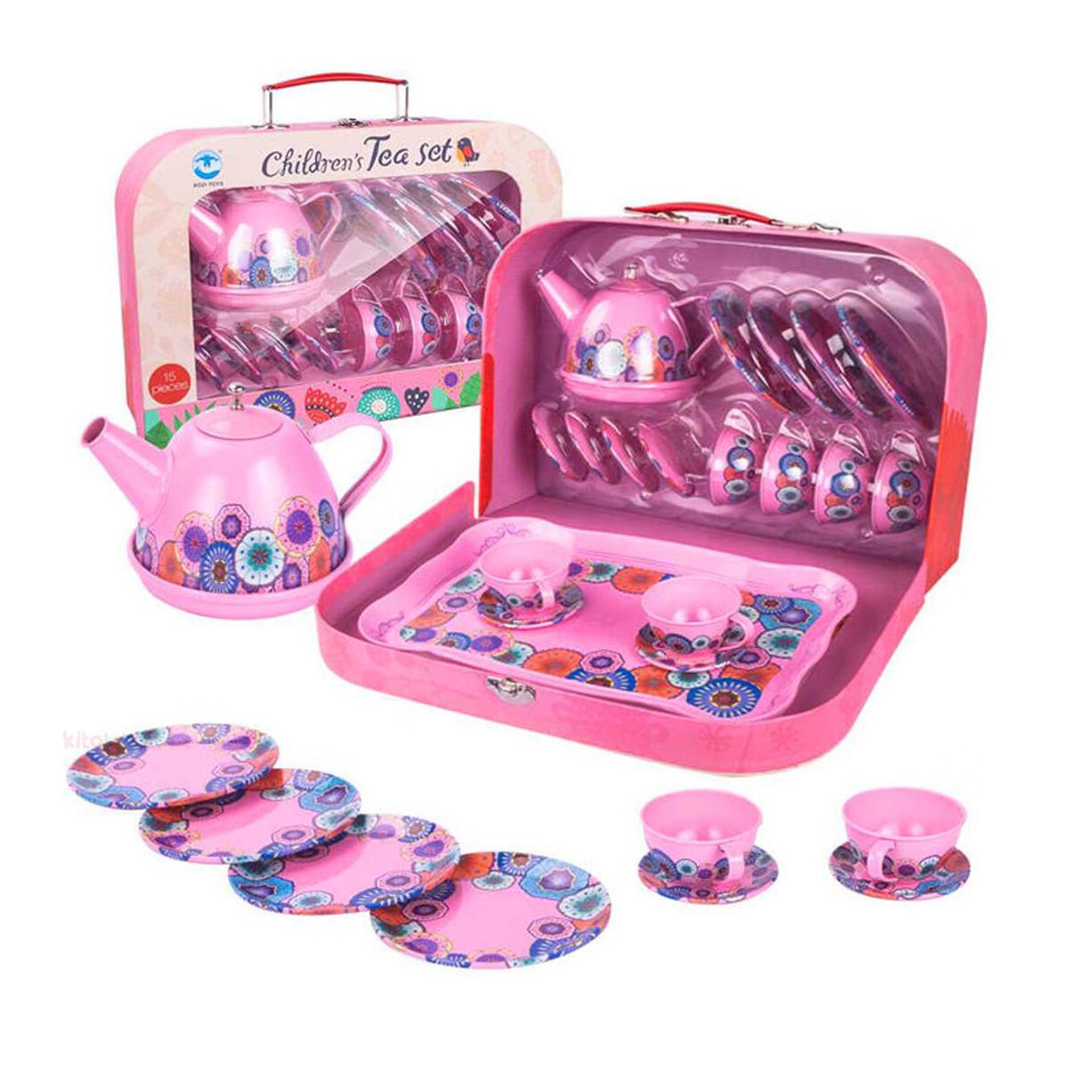 Metal Çay Seti 15 Parça ÇANTALI (Çelik Çaydanlık) 9798