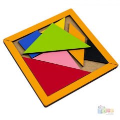 Ahşap Tangram 10x10 cm Puzzle Oyunu