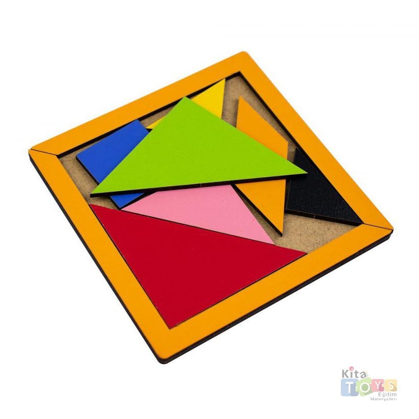 Ahşap Tangram 10x10 cm Puzzle Oyunu