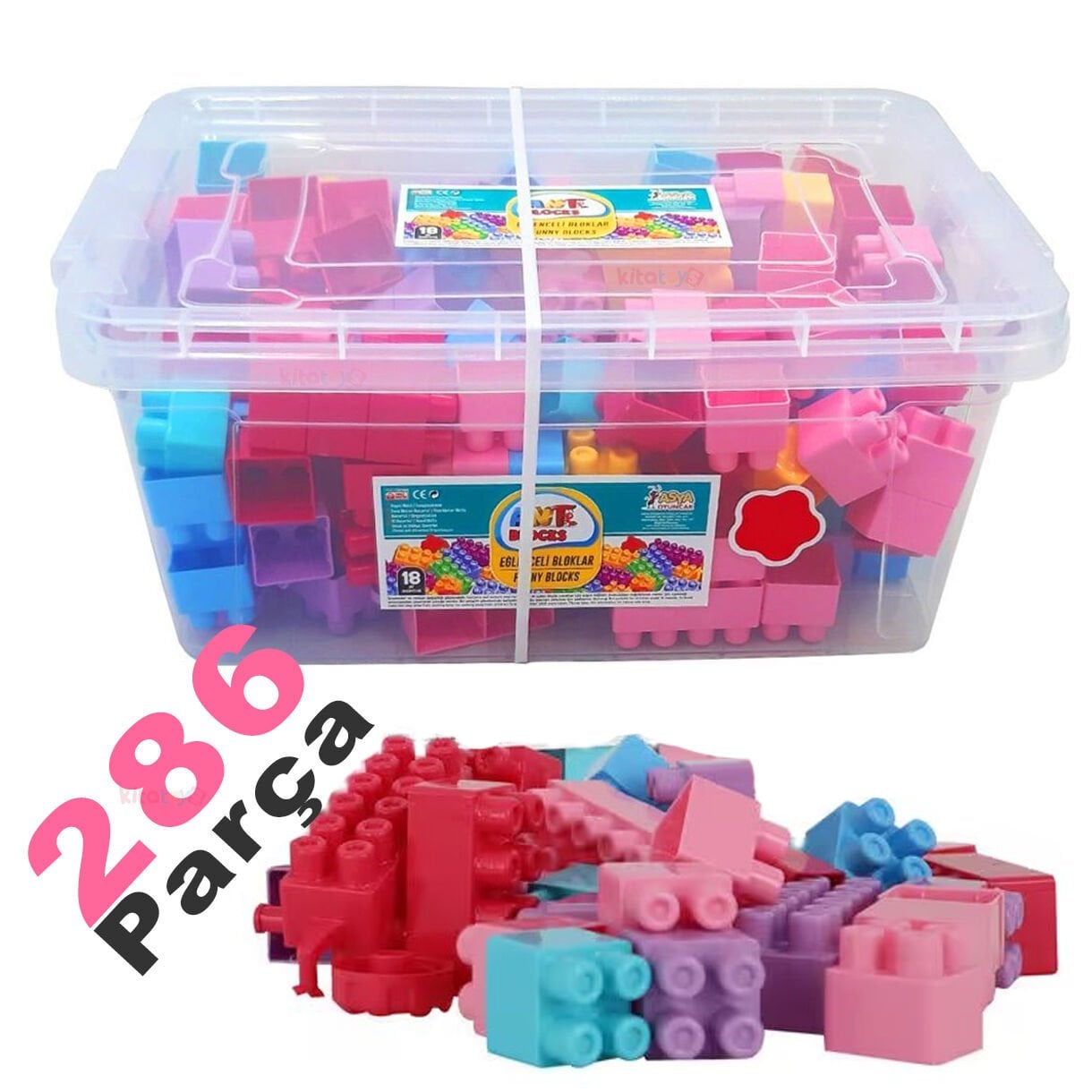 Kutulu Lego Bloklar 286 Parça (İnşa Yapı Oyuncak) ANT Eğlenceli Blocks Pembe