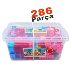 Kutulu Lego Bloklar 286 Parça (İnşa Yapı Oyuncak) ANT Eğlenceli Blocks Pembe
