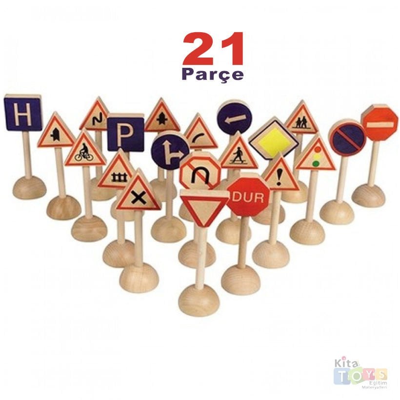 Ahşap Trafik İşaretleri 21 Parça Seti (Eğitim Materyali)