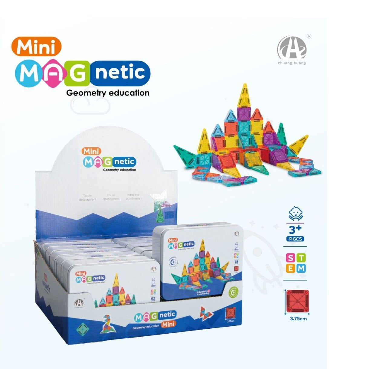 Magnetic Blok 78 Parça 3.75cm Manyetik 3D Metal Kutu (Mıknatıslı) CH1479-1