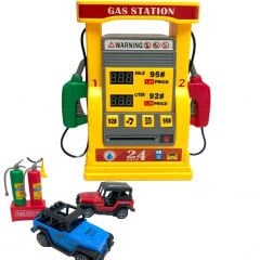 Benzin İstasyonu Simülasyonu (Sesli Işıklı) Metal Arabalar Trafik Seti