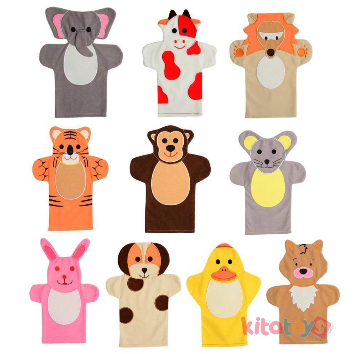 10 Lu Hayvanlar El Kuklası Seti Kumaş