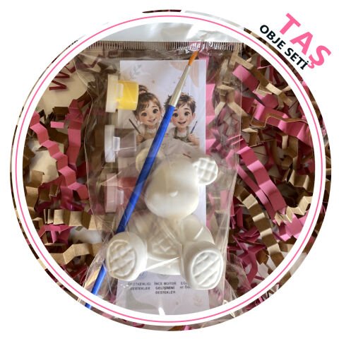 Taş Boyama Seti AYI 6x6 cm (Kitatoys Taş Tozu Objeleri)
